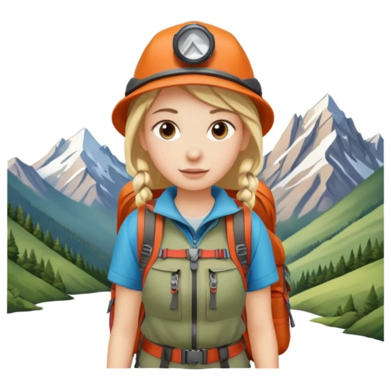 girl back packing mountains background  emoji