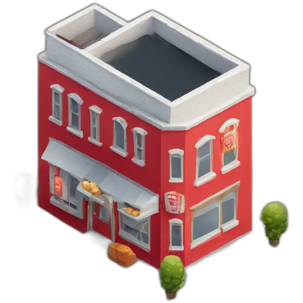 Red Popcorn cinema house isometric emoji