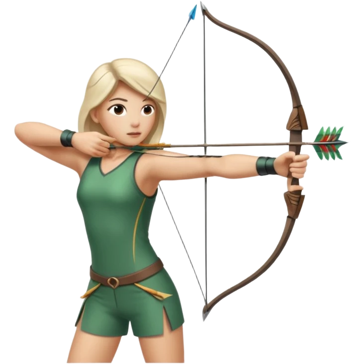 persona con un arco apuntando a una diana y con ropa de deporte emoji