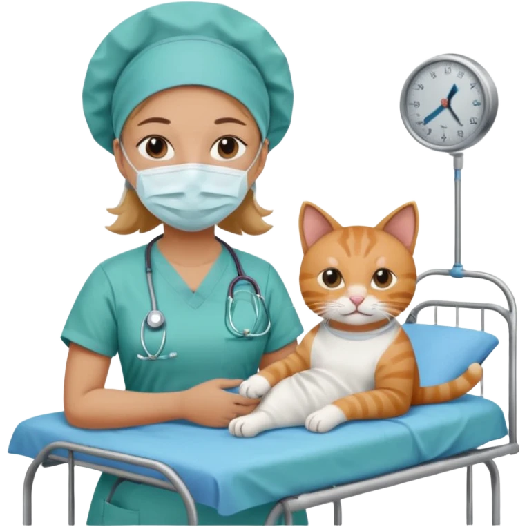 scrub nurse with cats and operation  beds emoji