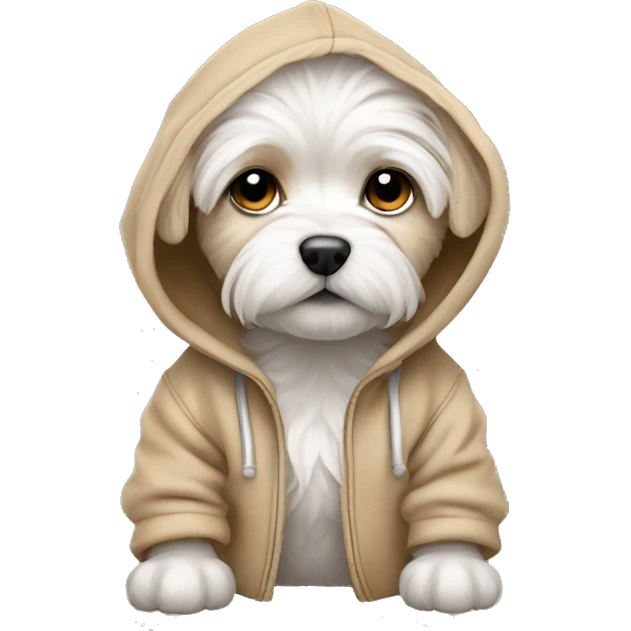 maltese puppy light brown wearing hoodie  emoji