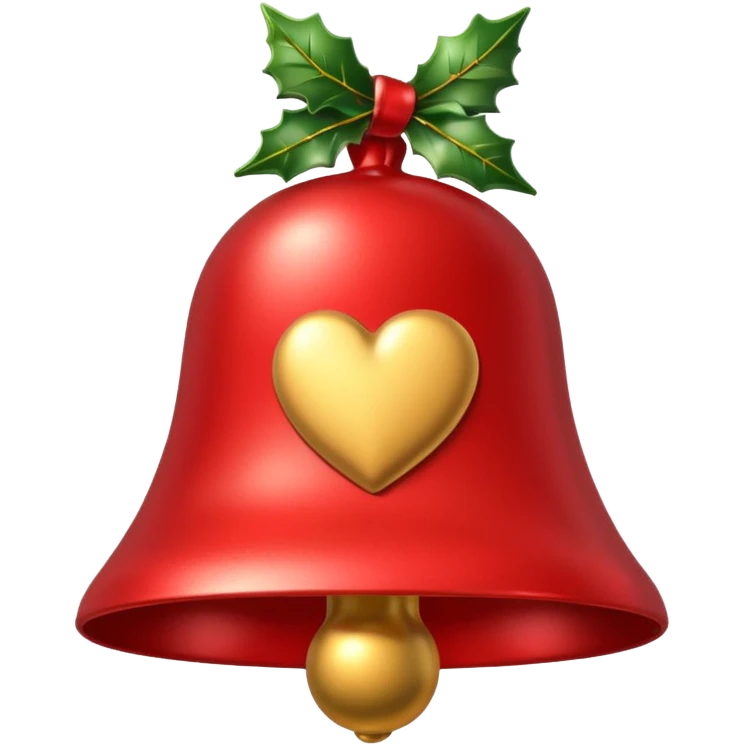 A kiss mark on a Christmas bell emoji