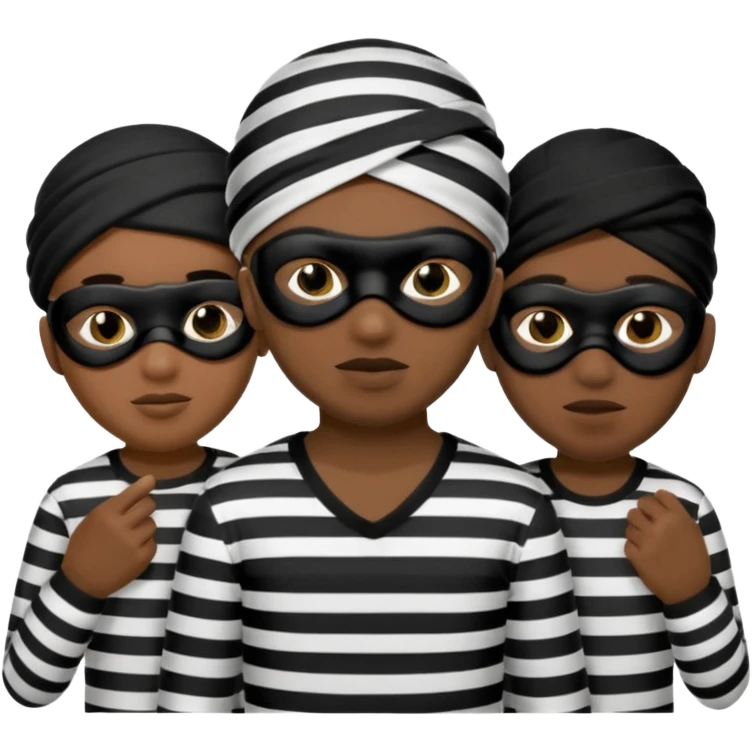 3 theif robbers emoji,Stripped shirt,eye mask, black head. emoji