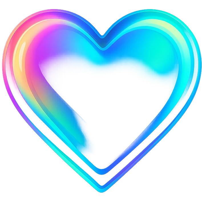 heart icon with a holographic shine, digital illustration emoji