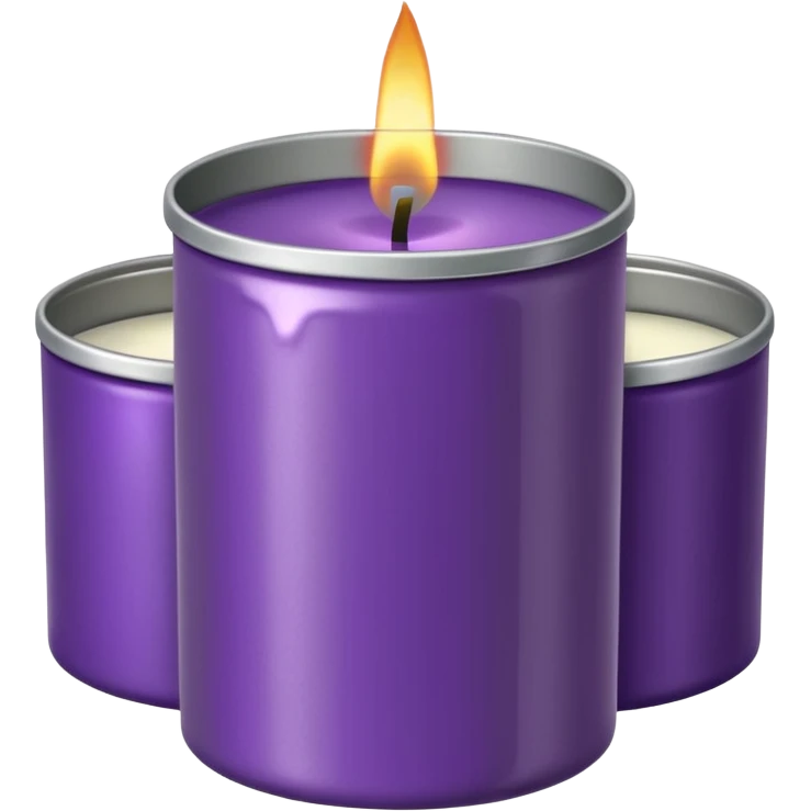 purple candle tin with decorative label emoji