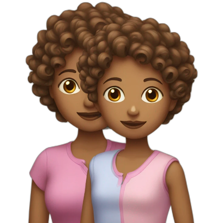 curly light eyed woman with her two daughters emoji
