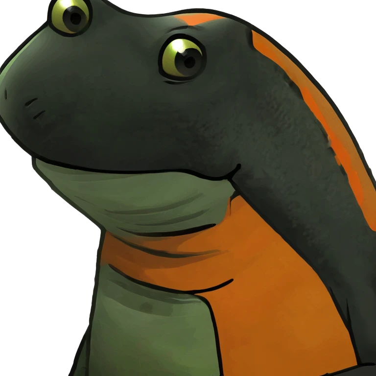 A black Salandit-newt-hybrid-Fakémon-creature with orange belly emoji