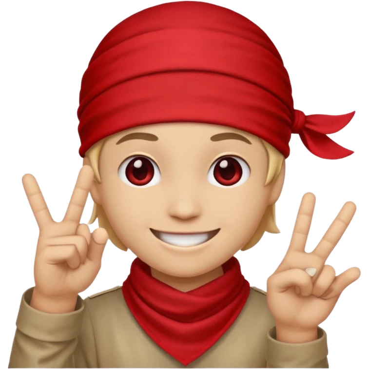 Emoji with red bandana on its head, making the blood gang sign  emoji