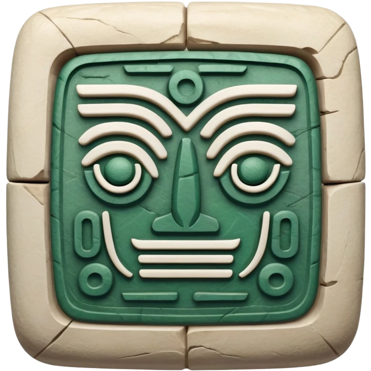 Mayan hieroglyphic symbol for communication or mail in white and dark green colors emoji