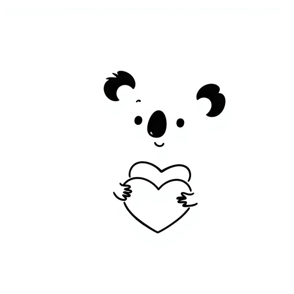 cartoon koala holding a heart in doodle style emoji