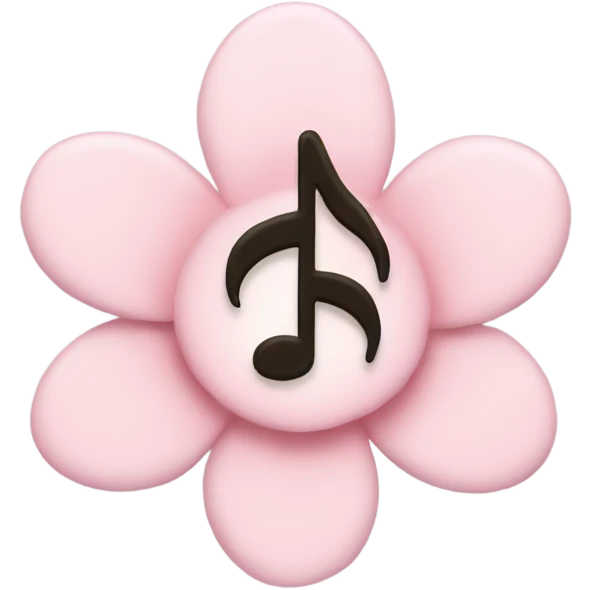 Pale pink music note with pale pink flower  emoji