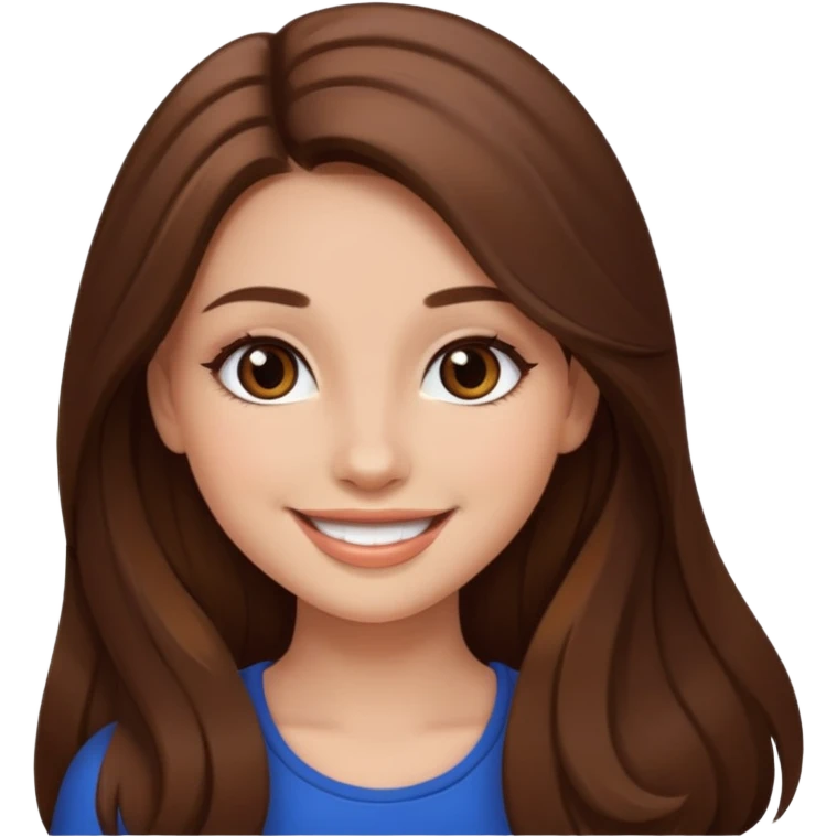 Pretty girl long hair Brown makeup emoji