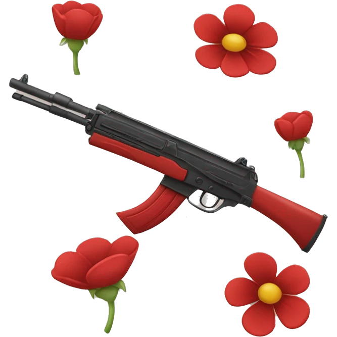 Arme rouge avec des fleurs dessinées emoji