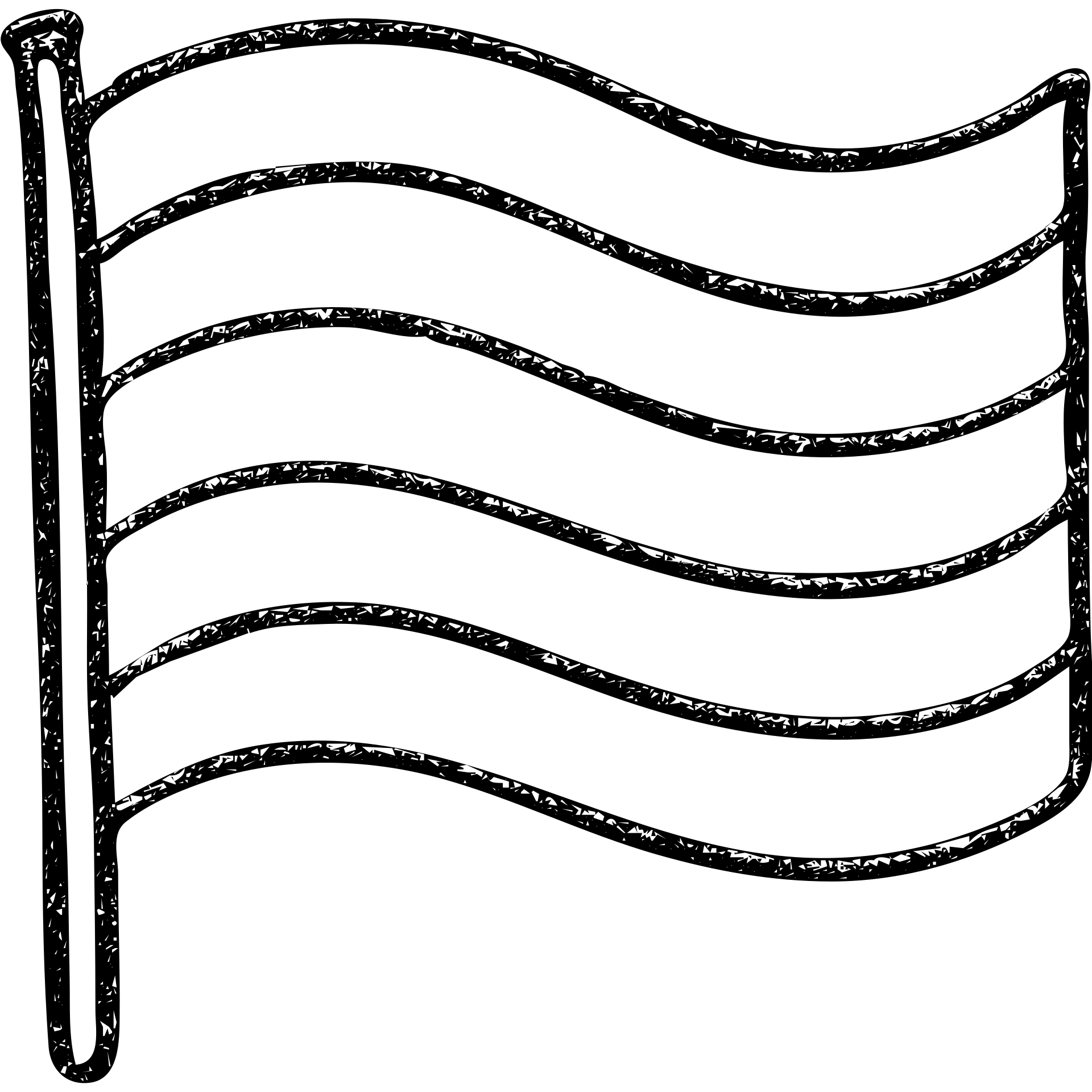 hand-drawn outline of a pride flag waving with black lines and no fill emoji