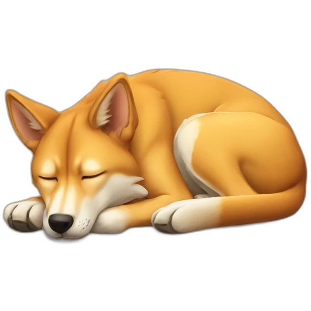 A dingo sleeping emoji