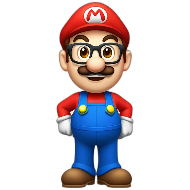 Super Luigi bros con lentes pros emoji