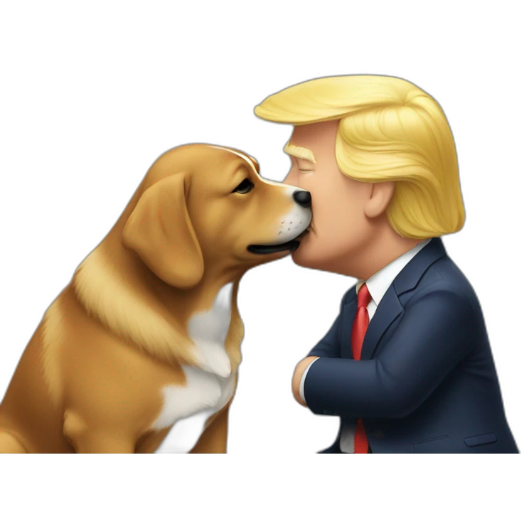 trump kissing a dog emoji