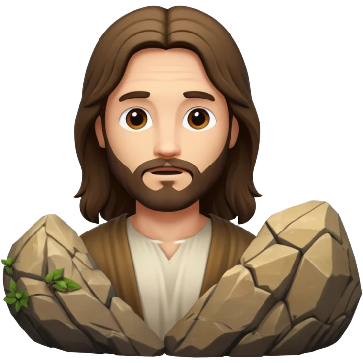 Jesus behind a large boulder  emoji