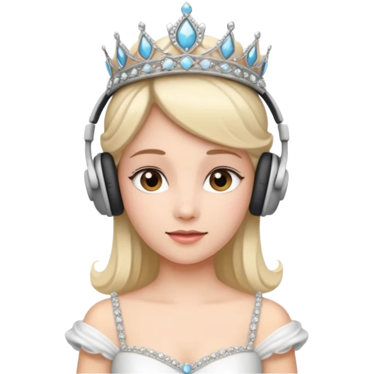 princess with headphones tiara and white dress emoji