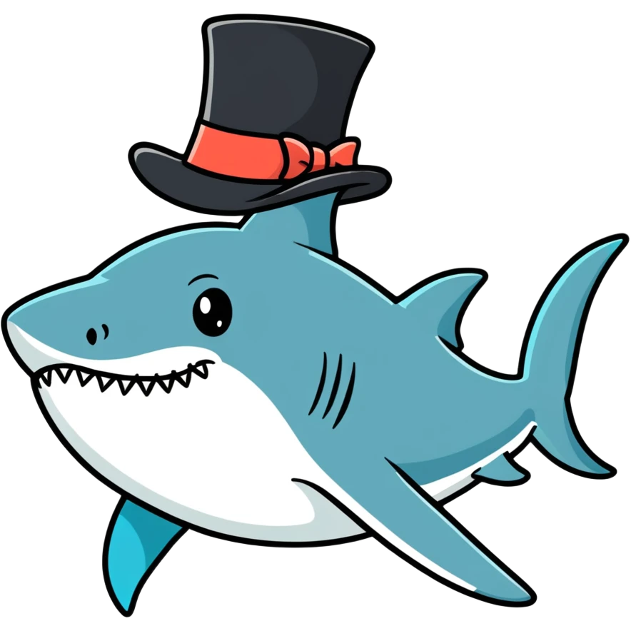 Shark with a top hat emoji