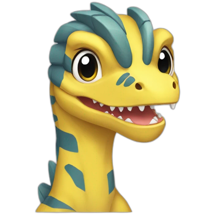 cute yellow velociraptor anime emoji
