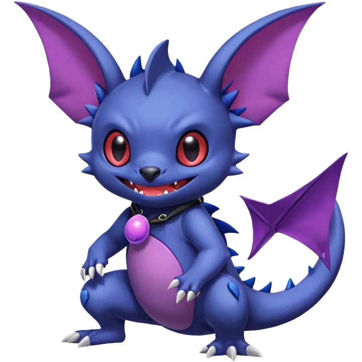 Cute Stitch-Sableye-Noibat-Salandit-Minccino-fusion, full body emoji
