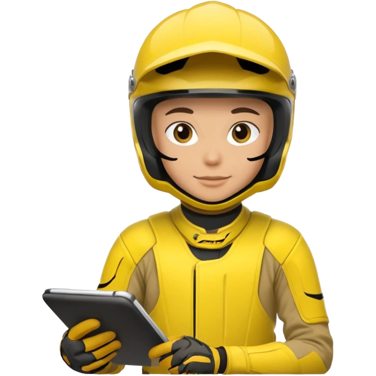 dirtbike rider in yellow gear signing autographs emoji