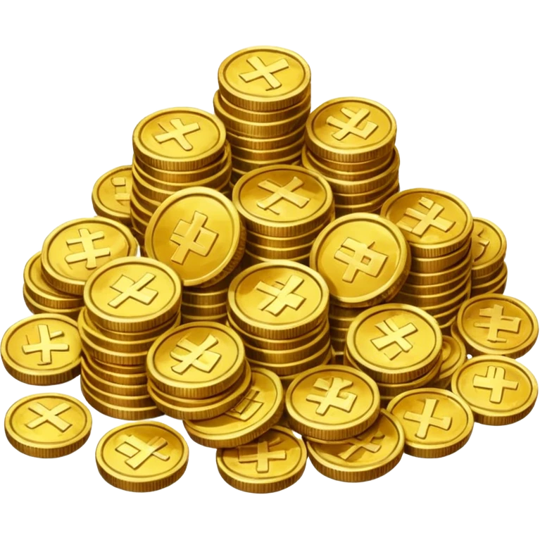 lots of coins, chinese emoji