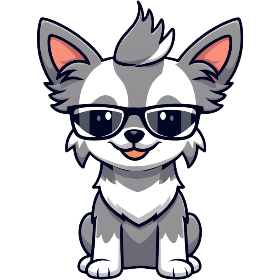 Gray Chinese crested dog with glasses  emoji