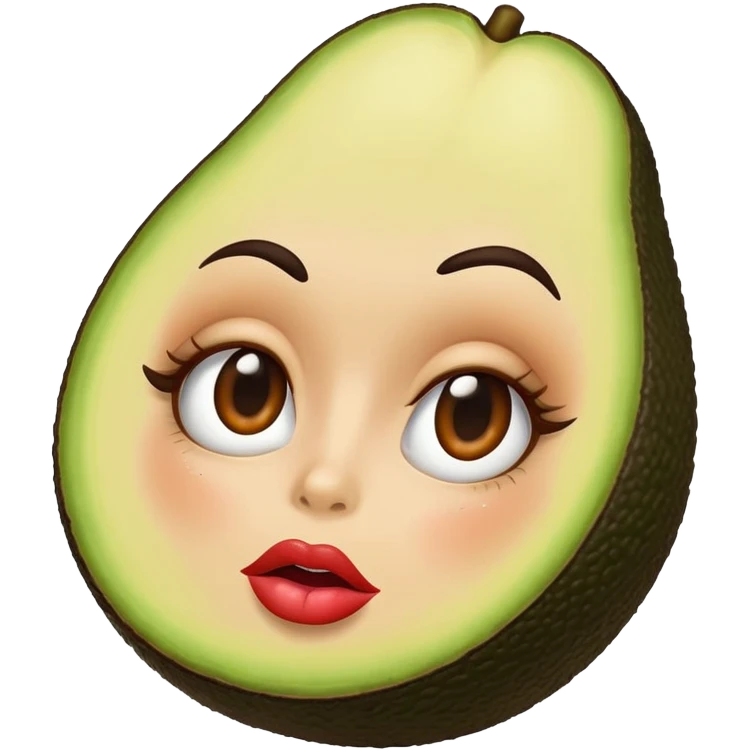 Aguacate con labios grandes y maquillada emoji