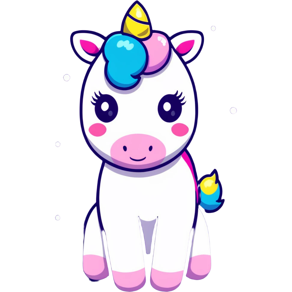 Cute unicorn surrounded by colorful glitter and sparkles emoji