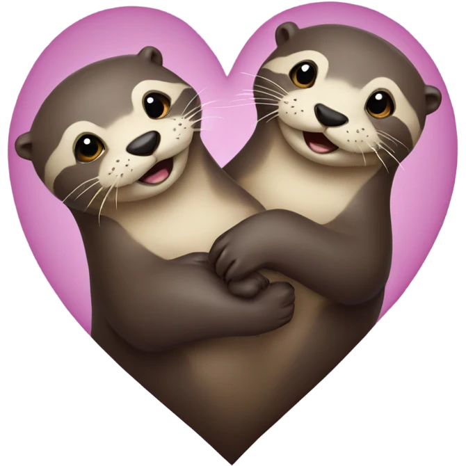 Two Otters making a heart with their bodies emoji