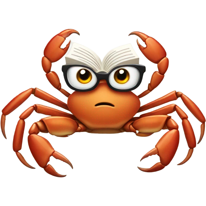 Crab with a book emoji