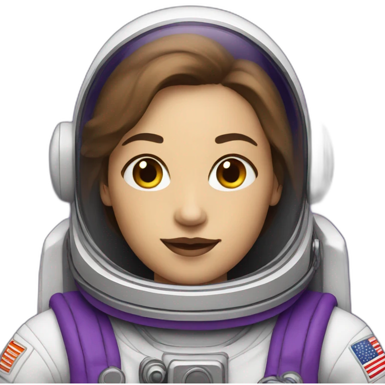 White woman astronaut with purple color emoji