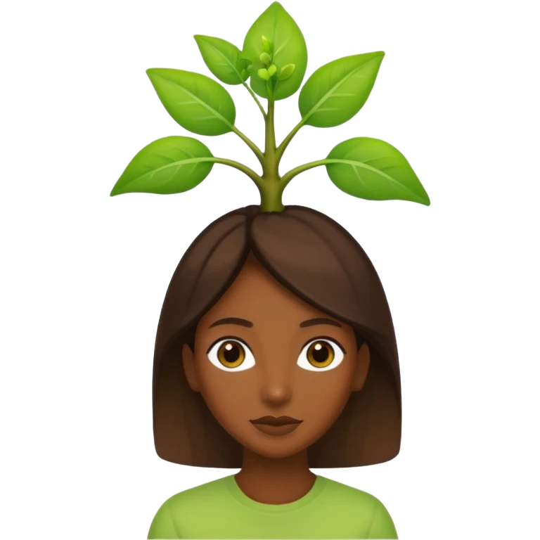 Brown Woman with plant sprout on top of head  emoji