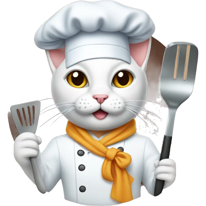 Cat as chef, holding spatula  emoji