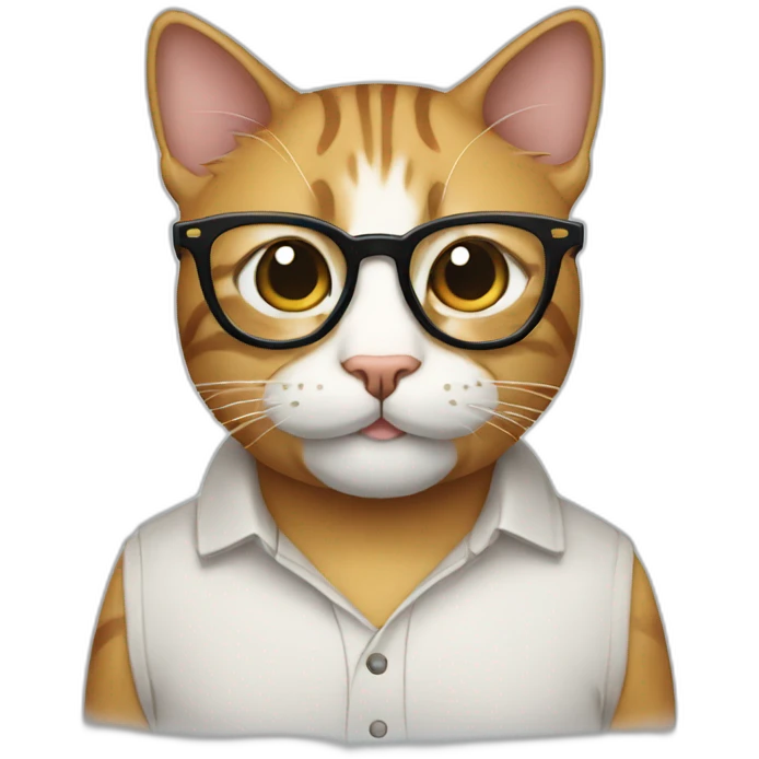 cat nerd with big glasses and two thick teeh sticking out emoji