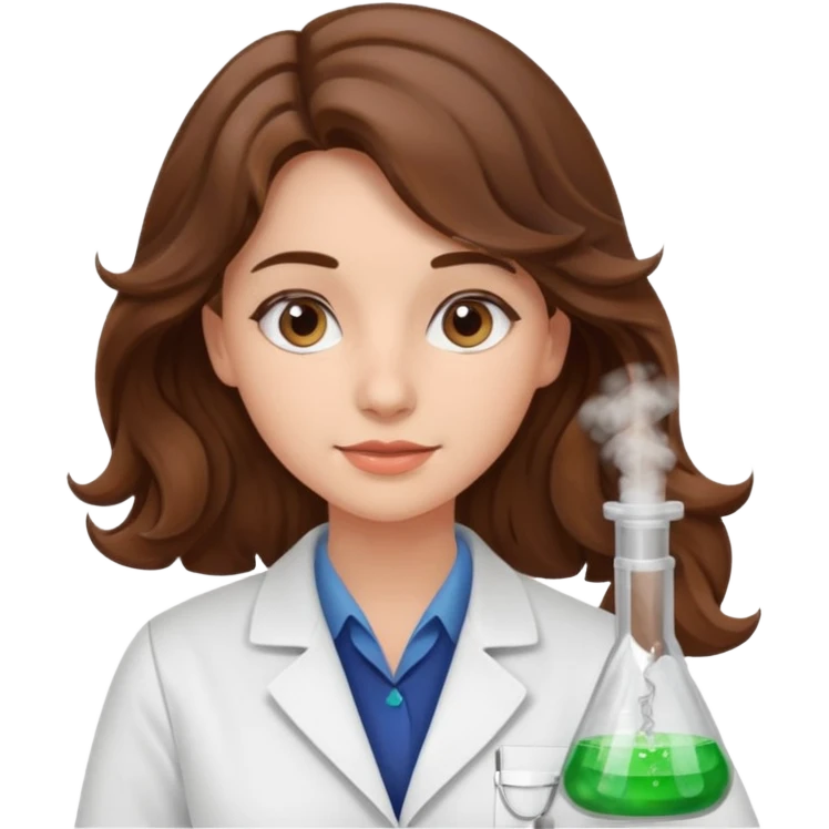young women pharmacist studying science, wavy hair emoji