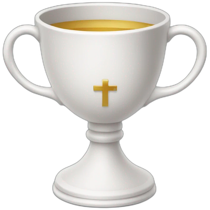 royal empty Christian cup for the winner with a cross emoji