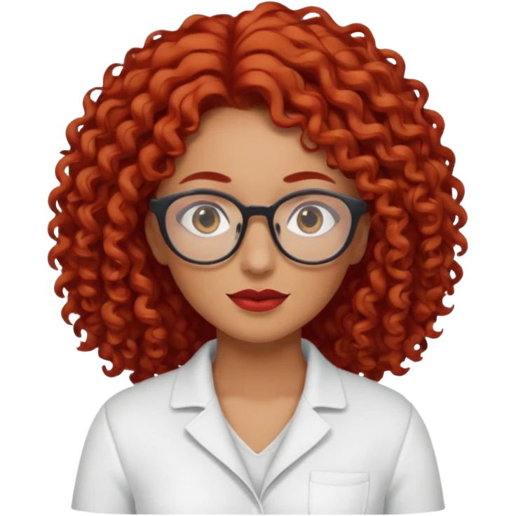 rizada peli roja , trigueña , con lentes y ropa blanca  emoji