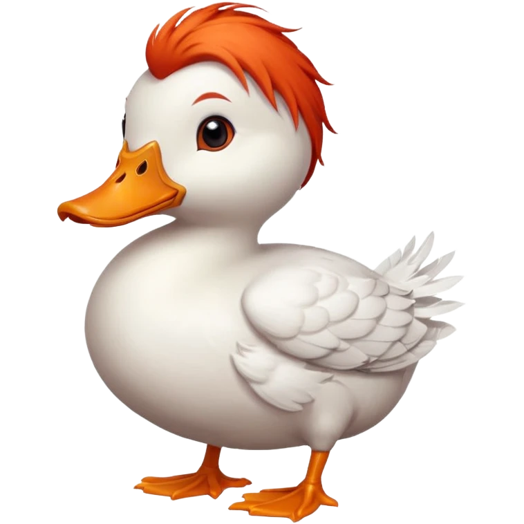 A duck with red hair. emoji