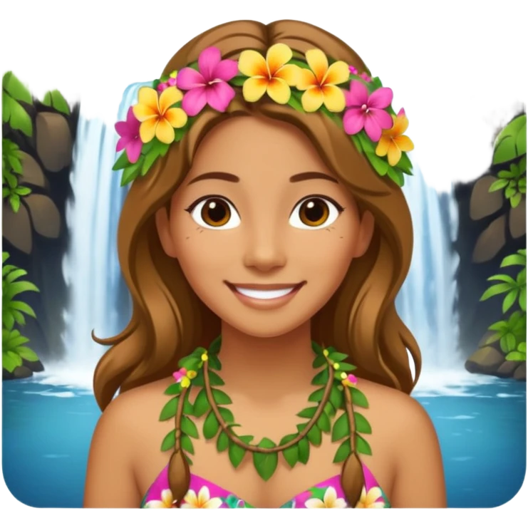 Hawaiian with flowers waterfall emoji