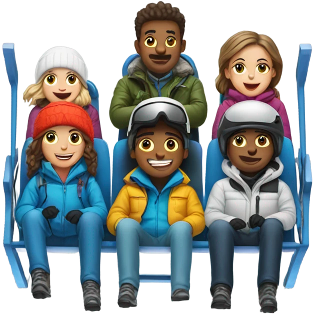 Six people on a ski chairlift emoji