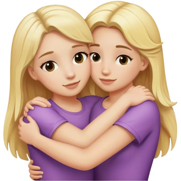 Two girls with blonde hair hugging each other emoji