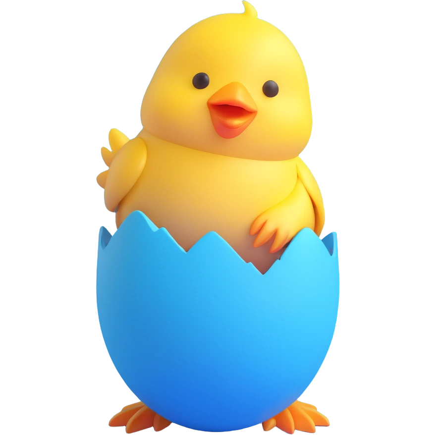 Cute yellow chick hatching from Easter egg emoji