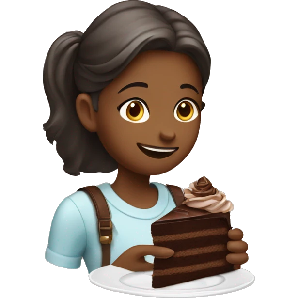girl eating chocolate cake emoji