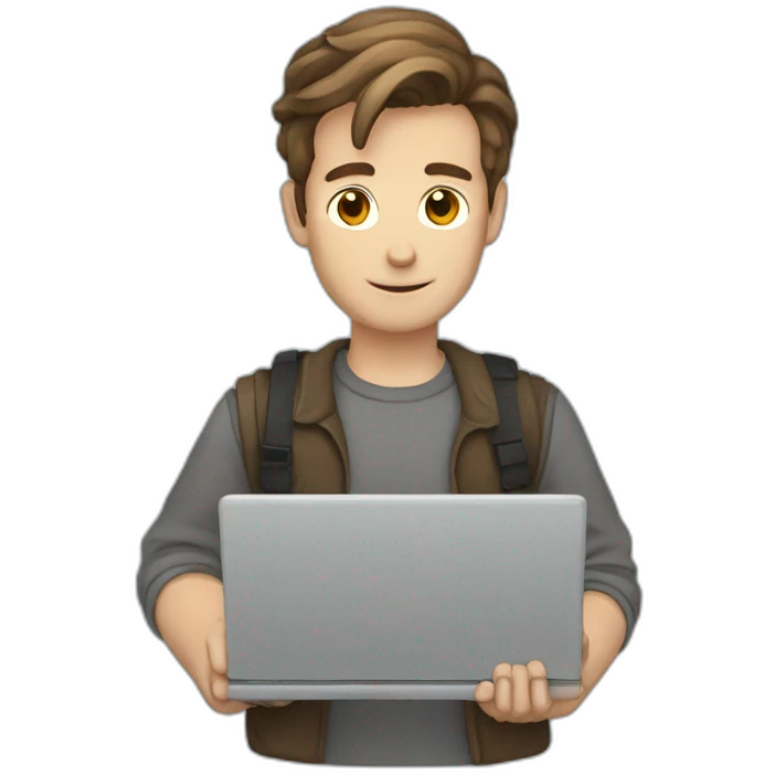 White male brown hair Python Dev holding Laptop emoji