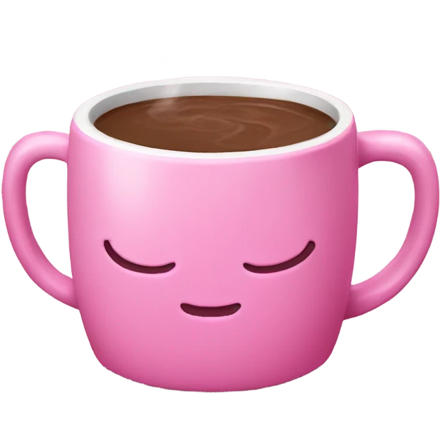 pink mug with hot chocolate emoji