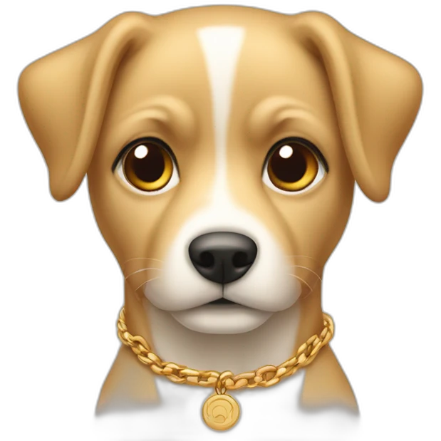 Chien beige avec collier emoji