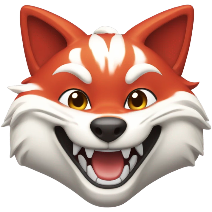 red and white kitsune head, grinning emoji